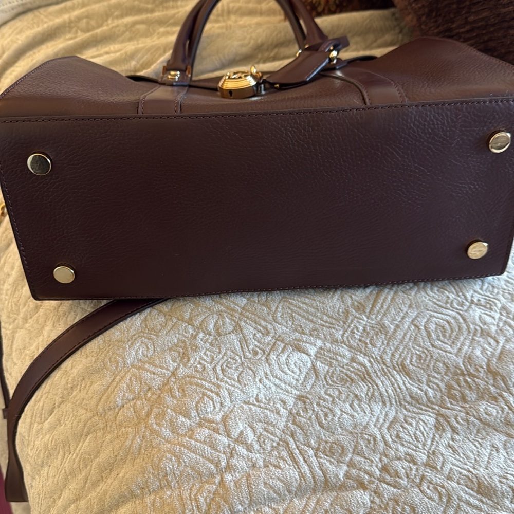 Michael Kors Burgandy/Brown Satchel with Gold Accents - Picture 9 of 9